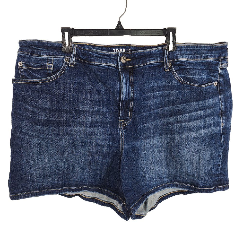 Torrid Womens Perfect 5 In High Rise Jean Short Vintage Stretch Blue 24 43560957